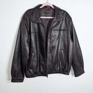 Brandini Le Collezioni Leather Jacket Men's Large Soft Full Zip Collared Brown